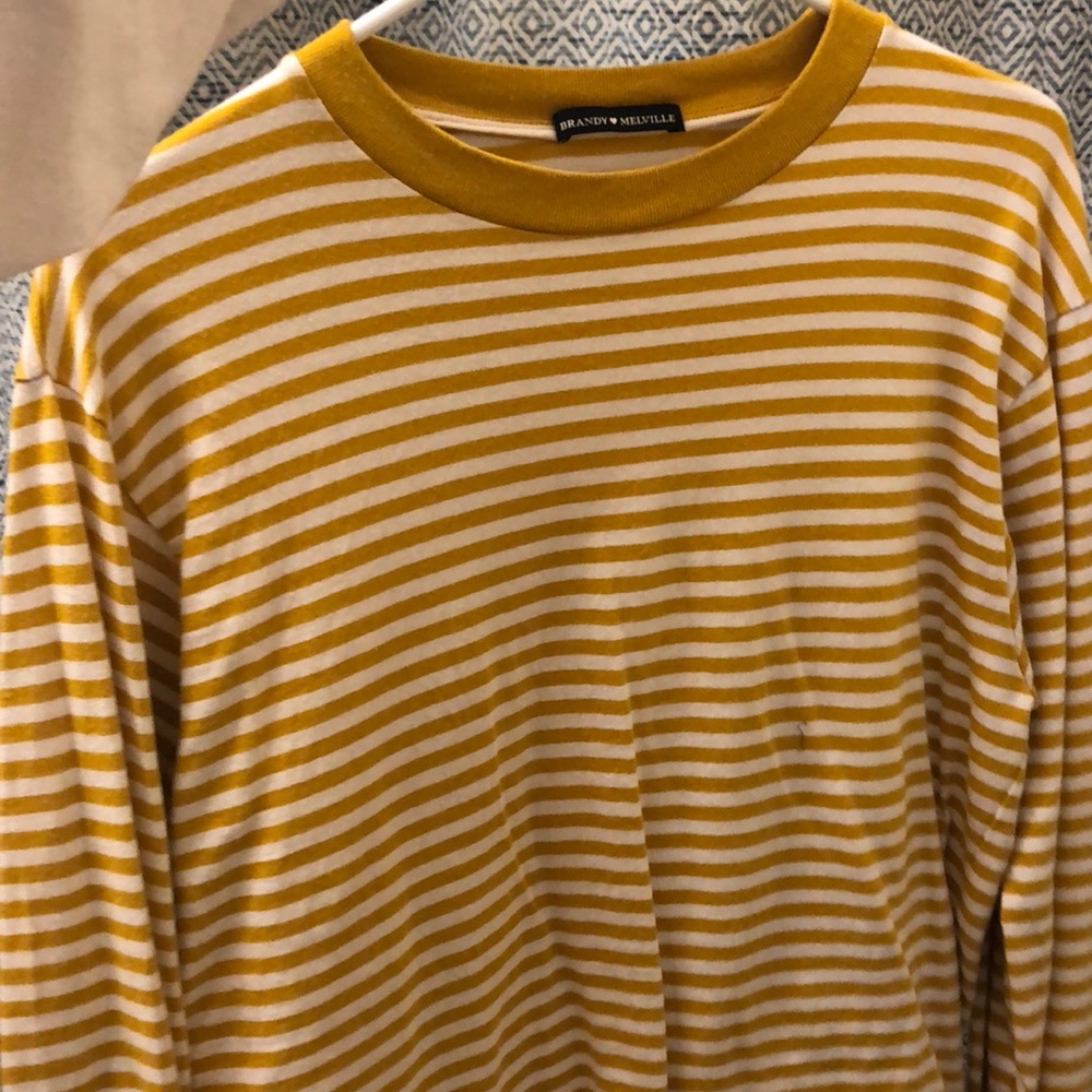 Brandy Melville Yellow Striped Long Sleeve